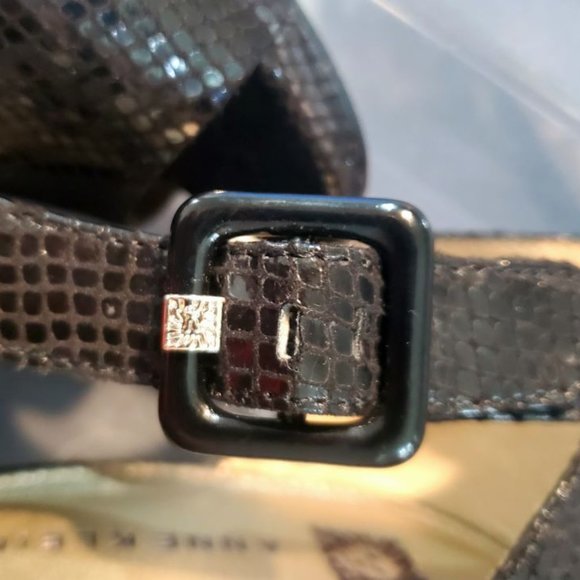 Anne Klein iflex Pumps- Black Snakeskin Pattern with Adjustable Ankle Strap - Picture 4 of 5